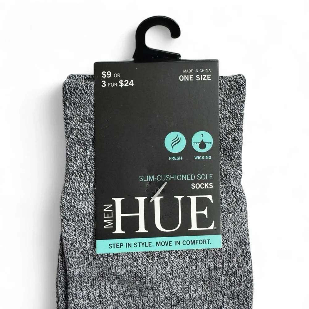 Hue Mens Slim Cushioned‎ Marled Socks One Size Gray 2 Pairs